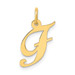 14K Yellow Gold Small Fancy Script Initial Letter F Charm - (B13-294)