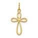 14K Yellow Gold Polished Small Ribbon Cross Pendant - (B14-322)