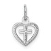 14K White Gold Cross In Heart Charm 16mm length - (A84-878)