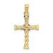 10K Two-tone Gold Twisted Cross With Flower Charm Pendant - (A88-936) 10K Two-tone Gold Twisted Cross With Flower Charm Pendant - (A88-936)