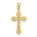 10K Yellow Gold With Textured Scalloped Edge Crucifix Charm Pendant - (A89-477) 10K Yellow Gold With Textured Scalloped Edge Crucifix Charm Pendant - (A89-477)