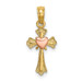 14K Two-Tone Gold Cross With Heart Charm Pendant - (A93-994) 14K Two-Tone Gold Cross With Heart Charm Pendant - (A93-994)