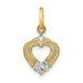 14K Yellow Gold with White Rhodium Mini Heart Charm Pendant - (A94-359) 14K Yellow Gold with White Rhodium Mini Heart Charm Pendant - (A94-359)