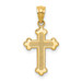 14K Yellow Gold Polished Small Budded Cross - (B11-495)