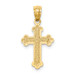 14K Yellow Gold Polished Small Budded Cross - (B11-495)