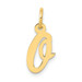 14K Yellow Gold Small Script Initial Letter O Charm Pendant - (B11-847)