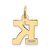 14K Yellow Gold Small Block Initial Letter K Charm Pendant - (B11-941)