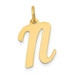 14K Yellow Gold Medium Script Initial Letter N Charm Pendant - (B11-965)