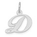 14K White Gold Small Fancy Script Initial Letter D Charm Pendant - (B13-128)