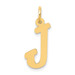14K Yellow Gold Medium Script Initial Letter J Charm Pendant - (B13-130)
