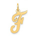 14K Yellow Gold Medium Script Initial Letter F Charm Pendant - (B13-186)