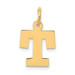 14K Yellow Gold Small Block Initial Letter T Charm Pendant - (B13-241)