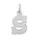 14K White Gold Small Block Initial Letter S Charm Pendant - (B13-270)