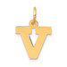 14K Yellow Gold Small Block Initial Letter V Charm Pendant - (B13-373)
