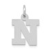 14K White Gold Small Block Initial Letter N Charm Pendant - (B13-381)