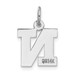 14K White Gold Small Block Initial Letter N Charm Pendant - (B13-381)