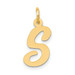 14K Yellow Gold Medium Script Initial Letter S Charm Pendant - (B13-406)