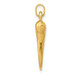 14K Yellow Gold Hollow 3D Italian Horn Charm - (B13-506)