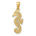 14K Yellow Gold Polished Filigree Seahorse Pendant - (B14-358)