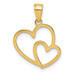 14K Yellow Gold Double Heart Charm - (A85-480)