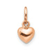 14K Rose Gold Solid Polished 3-Dimensional Small Heart Charm - (A86-248)