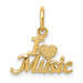 14K Yellow Gold I Love Music Charm - (A86-799)