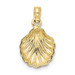 10K Yellow Gold 2-D Polished Scallop Shell Charm Pendant - (A88-600)