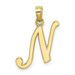 10K Yellow Gold Polished N Script Initial Charm Pendant - (A88-755)