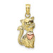 10K Two-tone Gold Cat With Heart Charm Pendant - (A88-891) 10K Two-tone Gold Cat With Heart Charm Pendant - (A88-891)