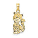 10K Two-tone Gold Cat With Heart Charm Pendant - (A88-891) 10K Two-tone Gold Cat With Heart Charm Pendant - (A88-891)