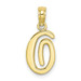 10K Yellow Gold Polished O Script Initial Charm Pendant - (A88-909)