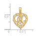 14K Yellow Gold M Script Initial In Heart Charm Pendant - (A90-501)