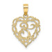 14K Yellow Gold E Script Initial In Heart Charm Pendant - (A90-592) 14K Yellow Gold E Script Initial In Heart Charm Pendant - (A90-592)