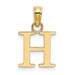 14K Yellow Gold Polished H Block Initial Charm Pendant - (A90-633)
