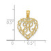 14K Yellow Gold H Script Initial In Heart Charm Pendant - (A90-651)
