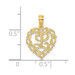 14K Yellow Gold L Script Initial In Heart Charm Pendant - (A90-925)