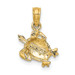 14K Yellow Gold 2-D Textured Sea Turtle Charm Pendant - (A91-924)