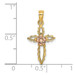 14K Two-tone Gold Cutout Cross With Flower Charm Pendant - (A93-789) 14K Two-tone Gold Cutout Cross With Flower Charm Pendant - (A93-789)