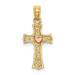 14K Two-Tone Gold With Heart In Cross Charm Pendant - (A94-173) 14K Two-Tone Gold With Heart In Cross Charm Pendant - (A94-173)