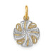 14K Yellow Gold with White Rhodium with Diamond-cut Mini Pinwheel Medallion Charm Pendant - (A94-513) 14K Yellow Gold with White Rhodium with Diamond-cut Mini Pinwheel Medallion Charm Pendant - (A94-513)
