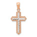 14K Rose Gold Rhodium Diamond-cut Cross Pendant - (B11-445) 14K Rose Gold Rhodium Diamond-cut Cross Pendant - (B11-445)