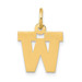 14K Yellow Gold Small Block Initial Letter W Charm Pendant - (B11-887)