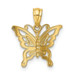 14K Yellow Gold Diamond-cut Butterfly Pendant - (B13-173)