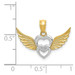 14K Yellow Gold and Rhodium Heart with Wings Pendant - (B13-246) 14K Yellow Gold and Rhodium Heart with Wings Pendant - (B13-246)