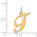 14K Yellow Gold Medium Fancy Script Initial Letter T Charm Pendant - (B13-278)