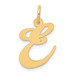 14K Yellow Gold Medium Fancy Script Initial Letter E Charm Pendant - (B13-346)