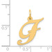 14K Yellow Gold Medium Fancy Script Initial Letter F Charm Pendant - (B13-392)