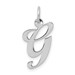 14K White Gold Medium Fancy Script Initial Letter G Charm Pendant - (B13-533)