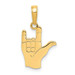 14K Yellow Gold I Love You Hand/ Sign Language Pendant - (A83-388) 14K Yellow Gold I Love You Hand/ Sign Language Pendant - (A83-388)