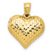 14K Yellow Gold Diamond-cut Puffed Heart Charm - (A84-587)